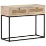 Mesa consola madera maciza de mango y caña natural 100x35x76 cm