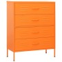Armario de cajones de acero naranja 80x35x101,5 cm