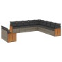 Set de sofás de jardín 11 pzas y cojines ratán sintético gris