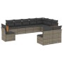 Set de sofás de jardín 10 pzas con cojines ratán sintético gris