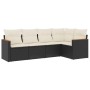 Set de muebles de jardín 5 pzas y cojines ratán sintético negro