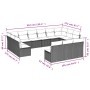 Set sofás de jardín con cojines 13 piezas ratán sintético gris