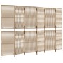 Biombo de 6 paneles ratán sintético beige