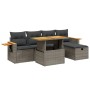 Set de muebles de jardín 6 pzas y cojines ratán sintético gris