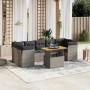 Set de sofás de jardín 8 pzas y cojines ratán sintético gris