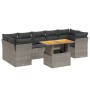 Set de sofás de jardín 8 pzas y cojines ratán sintético gris