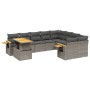 Set de sofás de jardín 10 pzas con cojines ratán sintético gris