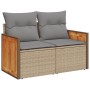 Set de sofás de jardín y cojines 14 pzas ratán sintético beige