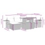 Set de comedor de jardín 7 pzas y cojines ratán sintético negro