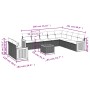 Set de sofás de jardín 11 pzas y cojines ratán sintético gris