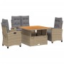 Set de comedor jardín con cojines 4 pzas ratán sintético beige