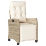 Set de comedor jardín con cojines 4 pzas ratán sintético beige