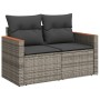Set de sofás de jardín 12 pzas con cojines ratán sintético gris
