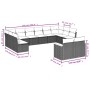 Set de sofás de jardín 12 pzas con cojines ratán sintético gris