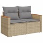 Juego de sofás jardín con cojines beige mezcla 12 pzas ratán PE