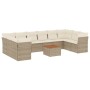 Set de sofás de jardín 11pzas con cojines ratán sintético beige