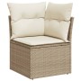 Set de sofás de jardín 11pzas con cojines ratán sintético beige