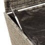 Caja de almacenaje jardín con ruedas ratán sintético gris 190L