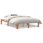 Cama sin colchón madera maciza de pino marrón cera 120x200 cm