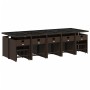 Set comedor de jardín y cojines 15 pzas ratán sintético marrón