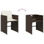 Set comedor de jardín y cojines 15 pzas ratán sintético marrón