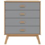 Cómoda de cajones OLDEN madera maciza de pino gris y marrón