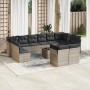 Set sofás de jardín con cojines 13 piezas ratán sintético gris