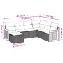 Set de comedor de jardín 7 pzas y cojines ratán sintético negro
