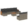 Set de sofás de jardín 10 pzas con cojines ratán sintético gris