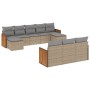 Juego de sofás jardín con cojines beige 10 pzas ratán sintético