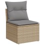 Juego de sofás jardín con cojines beige mezcla 7 pzas ratán PE