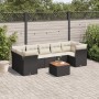 Set de sofás de jardín 8 piezas y cojines ratán sintético negro