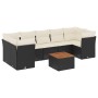 Set de sofás de jardín 8 piezas y cojines ratán sintético negro