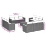 Set de sofás de jardín y cojines 13 pzas ratán sintético negro