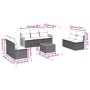 Set de sofás de jardín 8 pzas y cojines ratán sintético gris