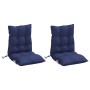 Cojines de silla de respaldo bajo 2 uds tela azul marino