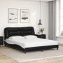Estructura cama cabecero cuero sintético negro blanco 160x200cm