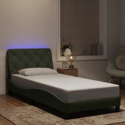 Estructura cama con luces LED terciopelo gris claro 80x200 cm