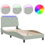 Estructura cama con luces LED terciopelo gris claro 80x200 cm