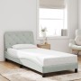 Estructura cama con luces LED terciopelo gris claro 80x200 cm