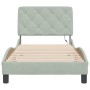 Estructura cama con luces LED terciopelo gris claro 90x200 cm