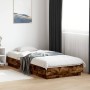 Estructura de cama con luces LED roble ahumado 90x200 cm