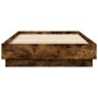 Estructura de cama con luces LED roble ahumado 90x200 cm
