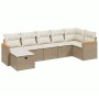 Set sofás de jardín 7 piezas y cojines ratán sintético beige