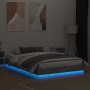 Estructura de cama con luces LED gris hormigón 150x200 cm