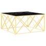 Mesa de centro de acero inoxidable y vidrio dorada 80x80x40 cm