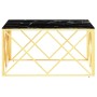 Mesa de centro de acero inoxidable y vidrio dorada 80x80x40 cm