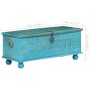 Baúl de almacenamiento madera maciza mango azul 100x40x41 cm