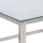 Mesa de centro plateada acero inoxidable y vidrio templado