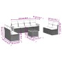 Set de sofás de jardín 9 pzas con cojines ratán sintético beige